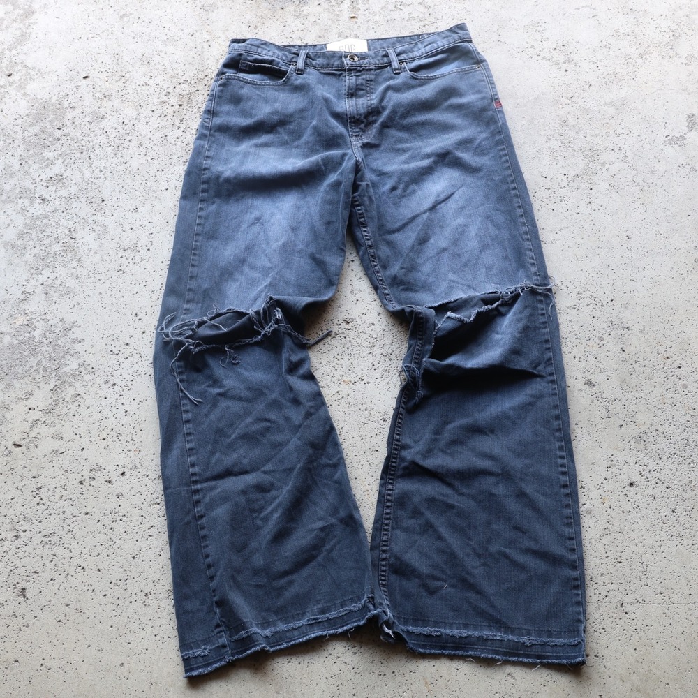 BDG Mens 34x32 Distressed Baggy Wide Leg Jeans Blue Grunge Slacker Fit Urban